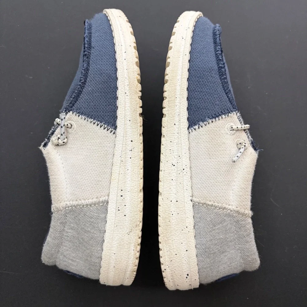 Hey Dude Kids Youth 2 Wally Tri Varsity Loafers Navy Gray 40416-410 Moccasin